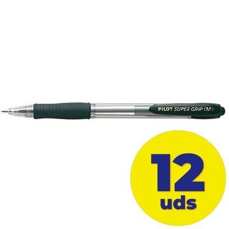 Pilot Super Grip Bolígrafo Retráctil Negro (Set de 12)